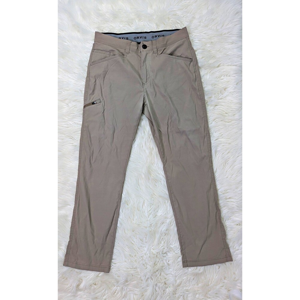 Orvis Mens 32x30 Beige Cargo Pants Straight Stretch Water Resistant Utility Work